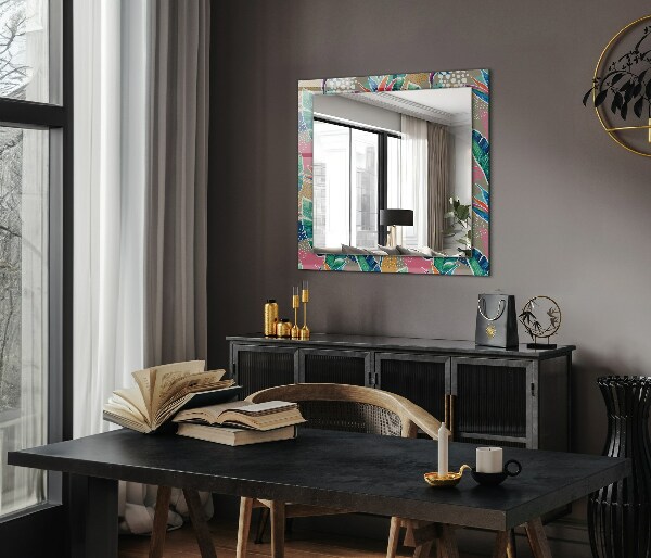 Mirror frame with print Flowers and leaves