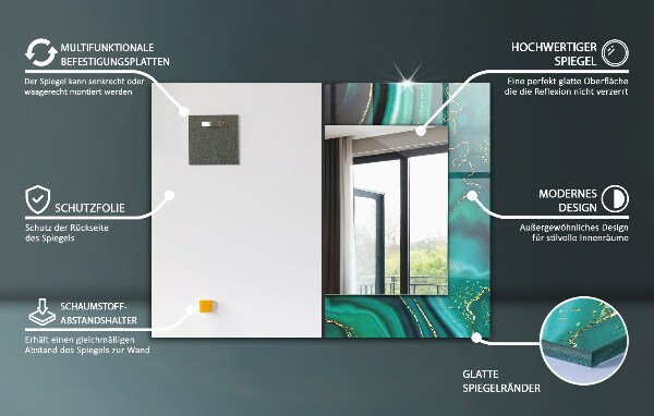 Wall mirror design Coloured tiles