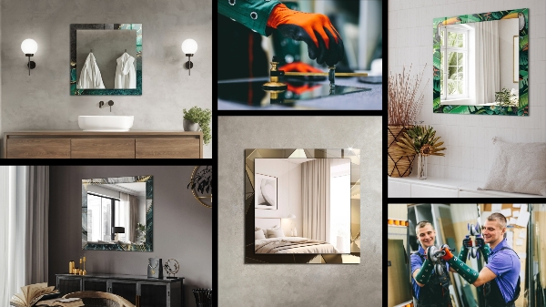 Wall mirror design Coloured tiles