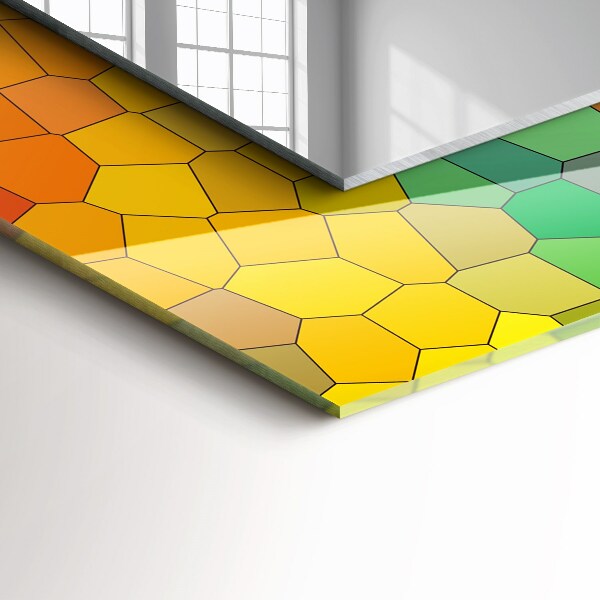Mirror frame with print Abstract coloured mosaics