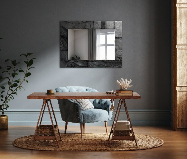 Wall mirror design Cracks in a black stone