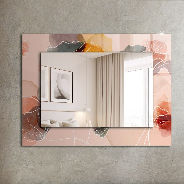 Mirror frame with print Abstract floral motifs