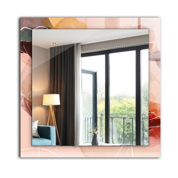 Mirror frame with print Abstract floral motifs