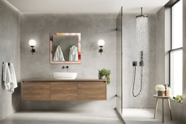 Mirror frame with print Abstract floral motifs