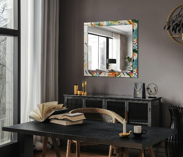 Printed mirror Coloured leaf motif