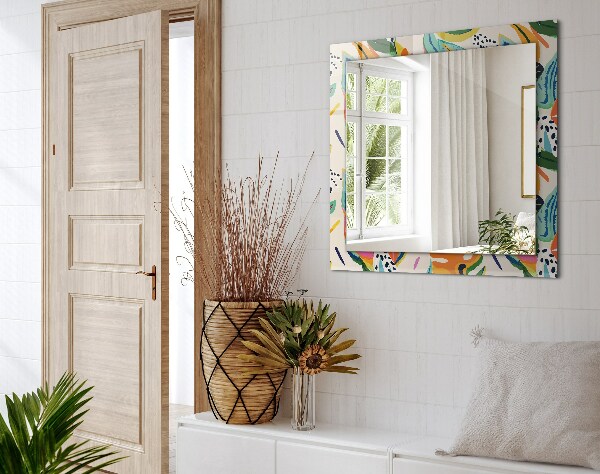 Printed mirror Coloured leaf motif