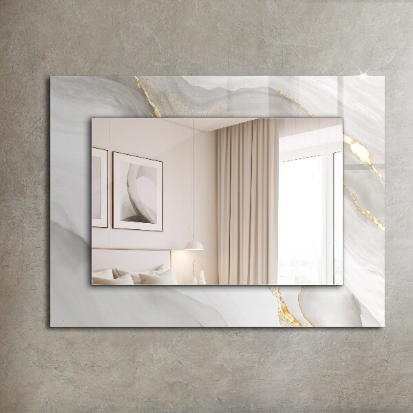 Mirror frame with print Grey marble