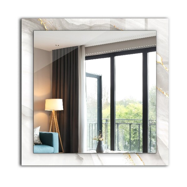 Mirror frame with print Grey marble