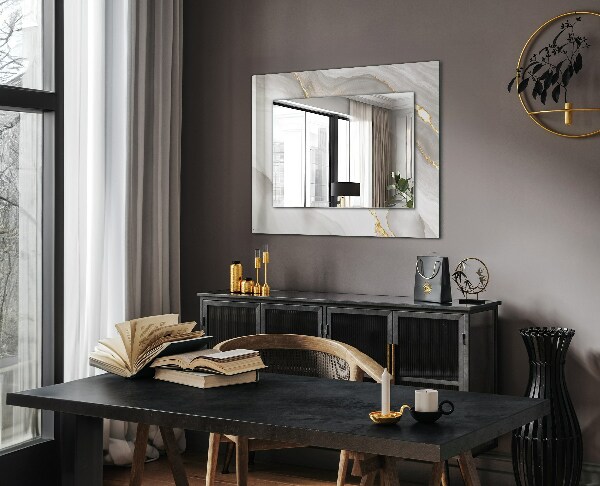Mirror frame with print Grey marble