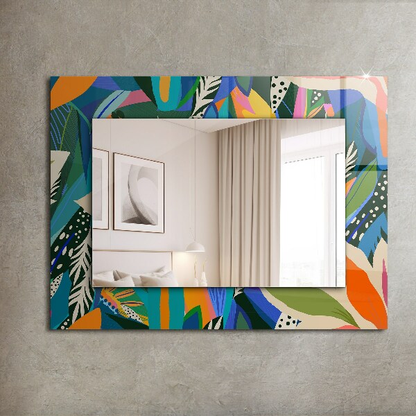Mirror frame with print Abstract coloured flowers