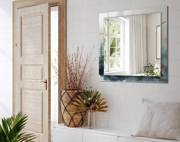 Mirror frame with print Flowers leaves birds