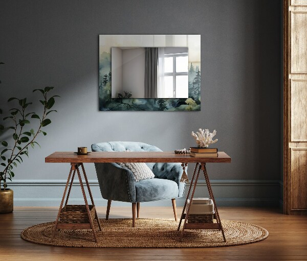 Mirror frame with print Flowers leaves birds