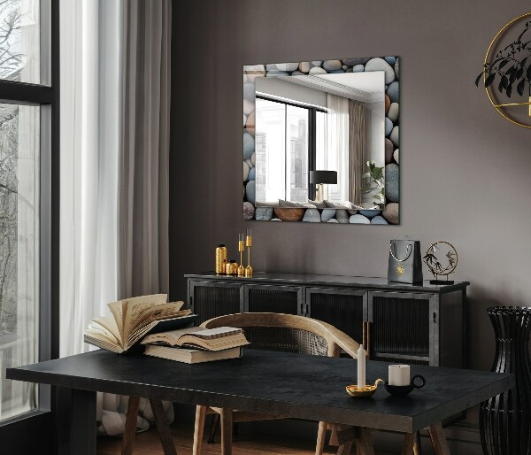 Mirror frame with print Blue abstract pattern