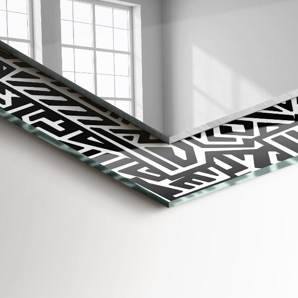 Mirror frame with print Blue wave motif