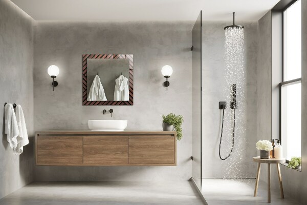 Decorative mirror Diagonal lines in bone