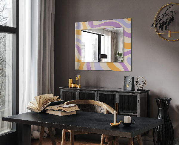 Mirror frame with print Coloured motifs