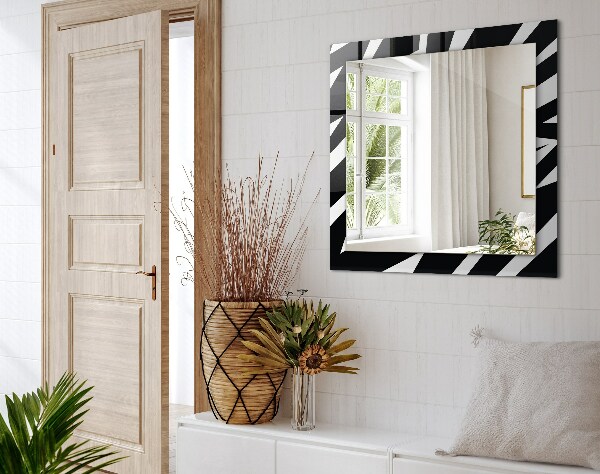 Wall mirror design Geometric motifs in white and black