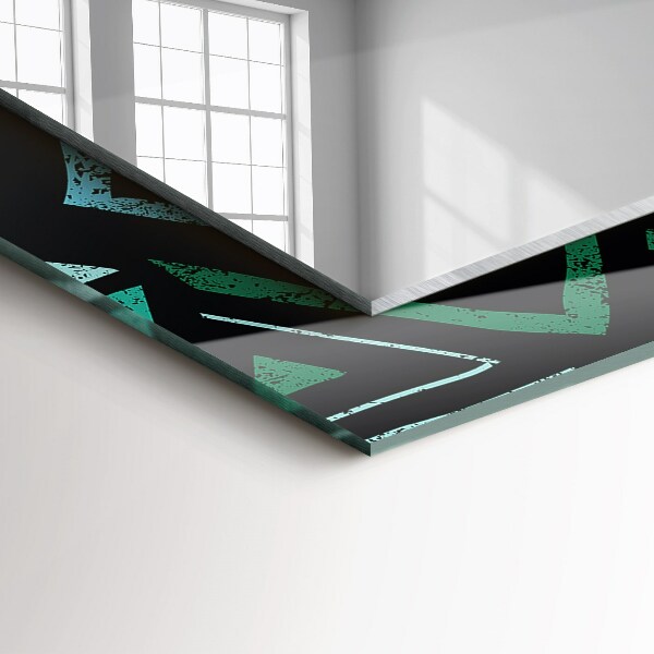 Decorative mirror Geometric motifs in turquoise