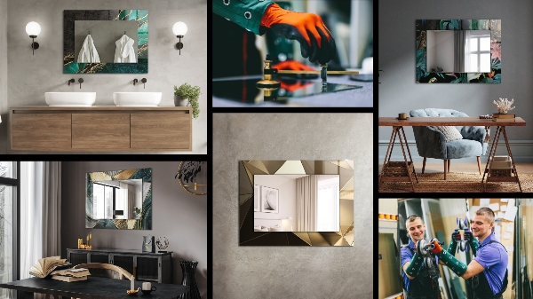 Decorative mirror Astratta fringes in marble