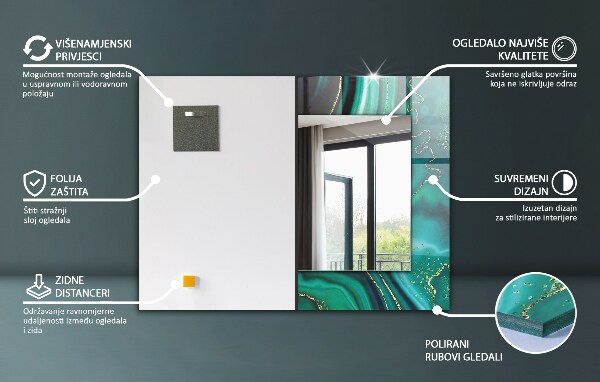 Mirror frame with print Astrata coloured mist