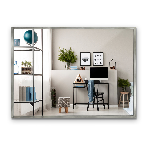 Minimalist Silver Rectangular Framed Mirror 28x20 in