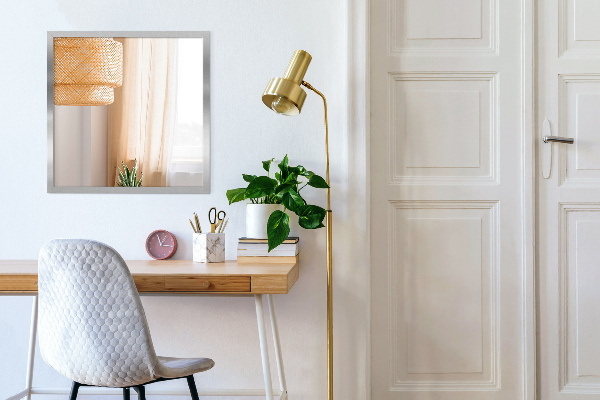 Minimalist rectangular silver framed mirror 39x28 in