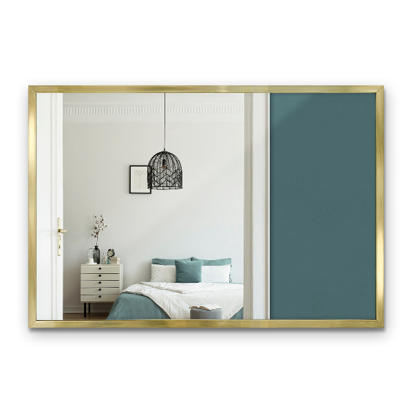 Minimalist wall mirror with a gold frame 24x16 in
