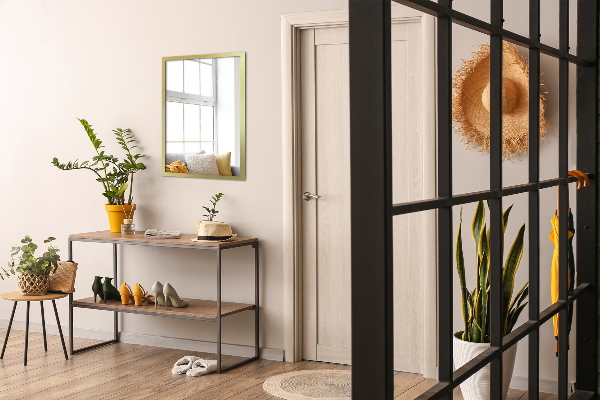 Minimalist wall mirror with a gold frame 24x16 in
