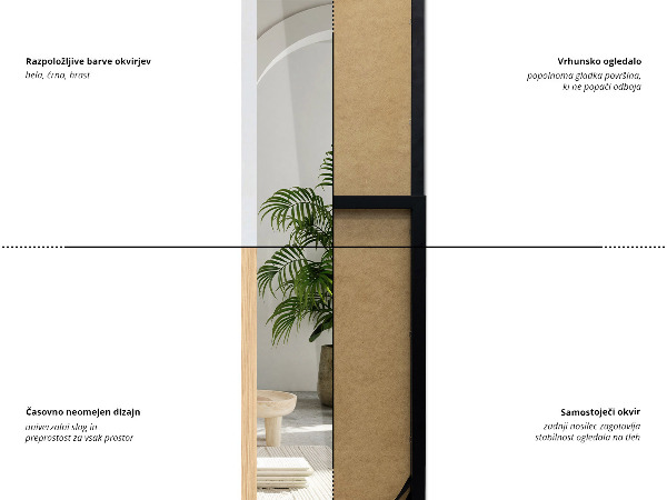 Large floor mirror white 14x61 in