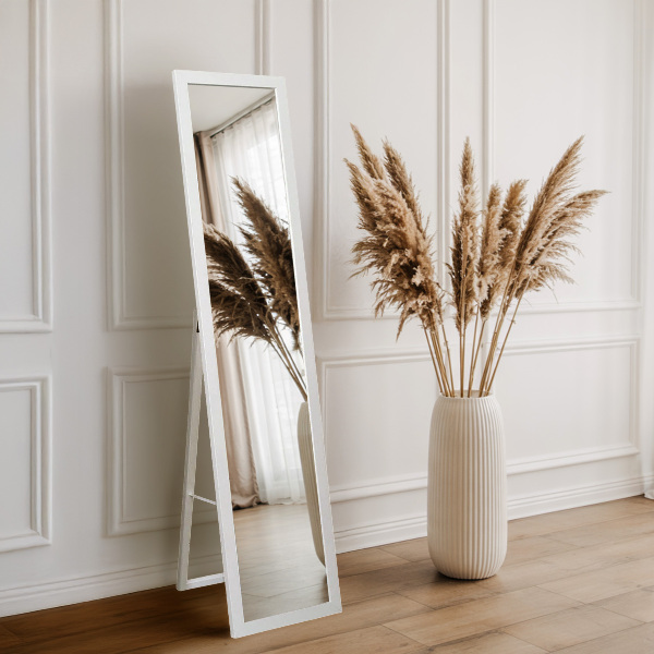 Large floor mirror white 14x61 in