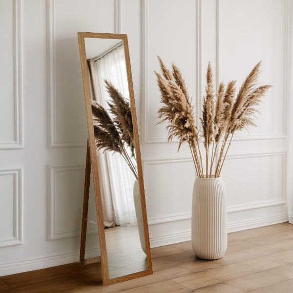 Large floor mirror oak colour 14x61 in
