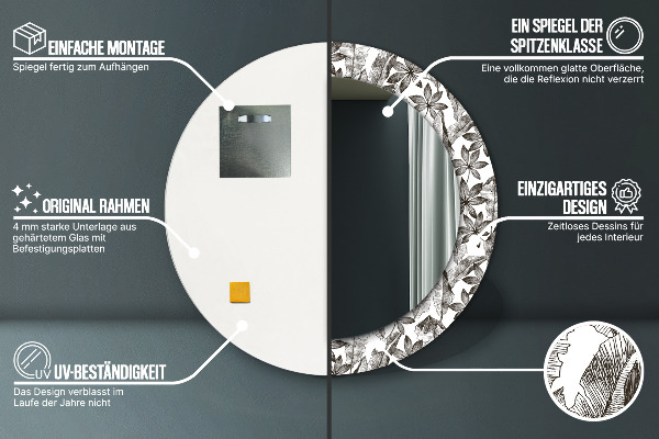 Round decorative mirror Tropical leaves