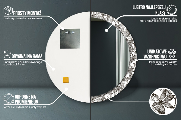 Round decorative mirror Tropical leaves