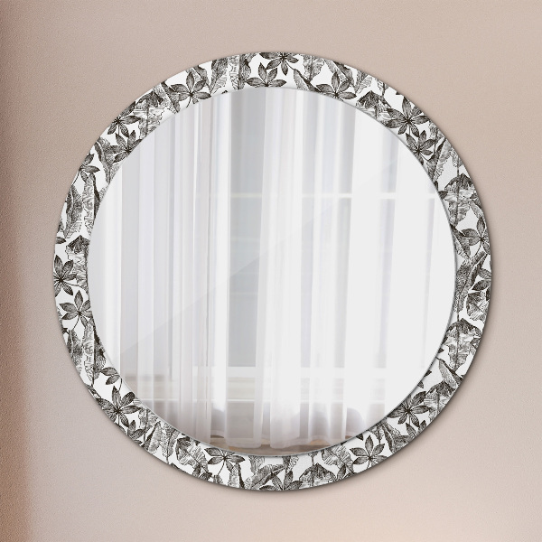 Round decorative mirror Tropical leaves
