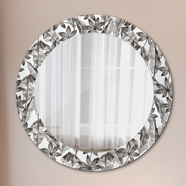 Round decorative mirror Tropical leaves
