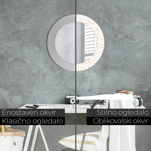 Round decorative mirror Feathers