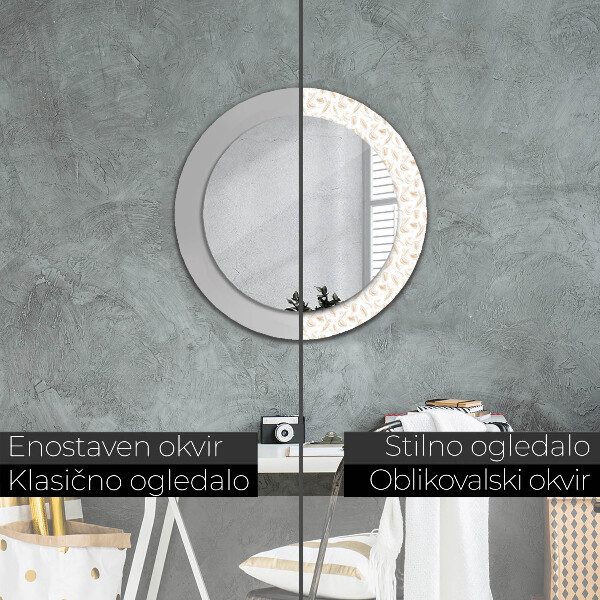 Round decorative mirror Feathers