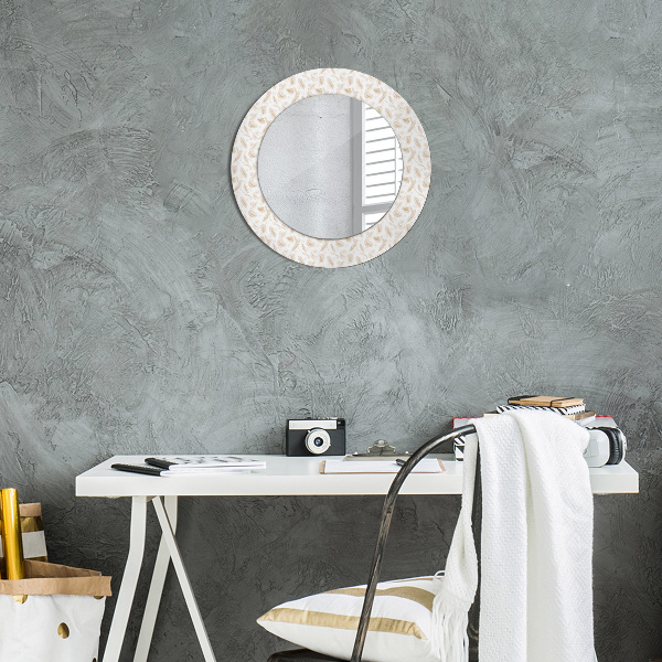 Round decorative mirror Feathers