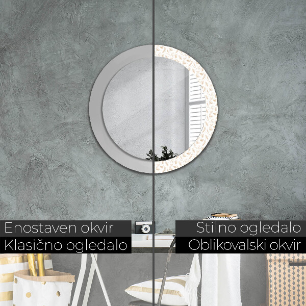 Round decorative mirror Feathers