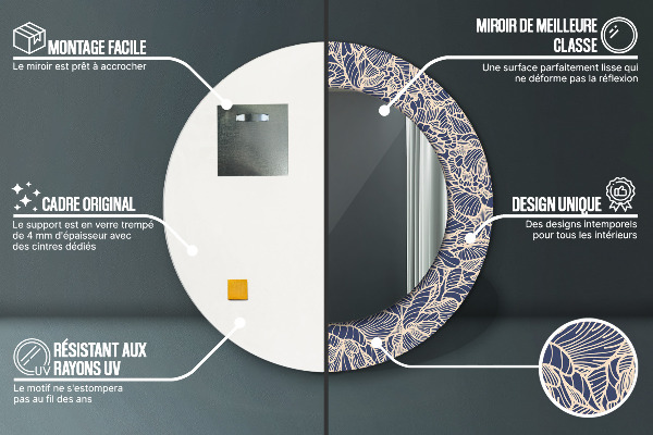 Round printed mirror Flowers