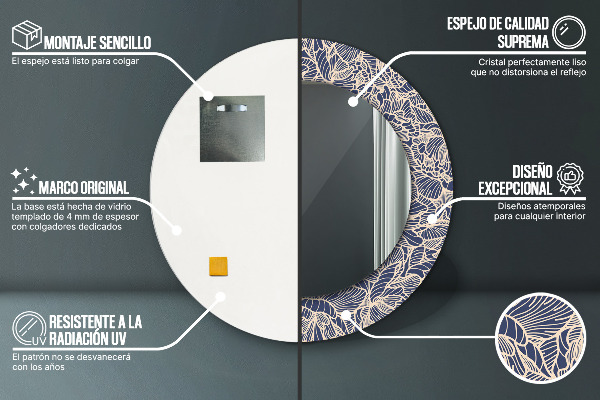 Round printed mirror Flowers