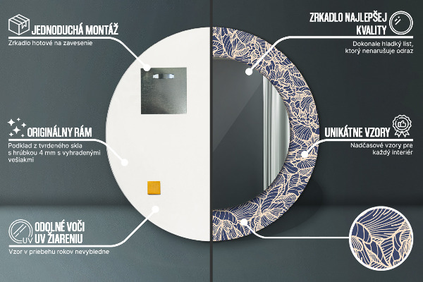 Round printed mirror Flowers