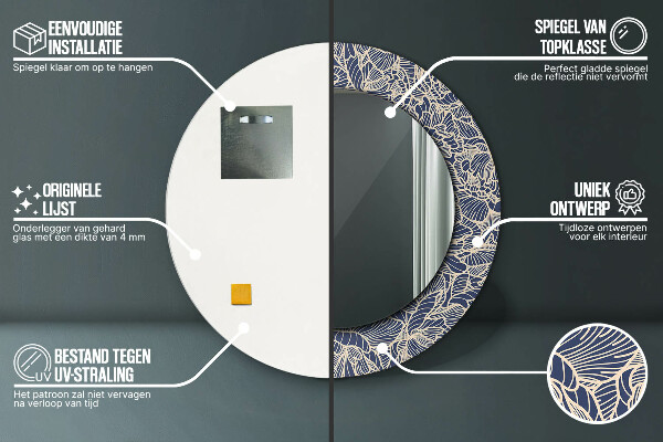 Round printed mirror Flowers