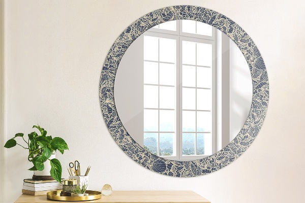 Round printed mirror Flowers