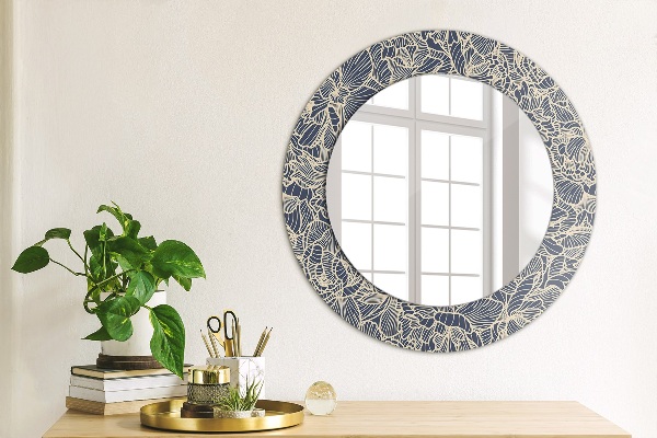 Round printed mirror Flowers
