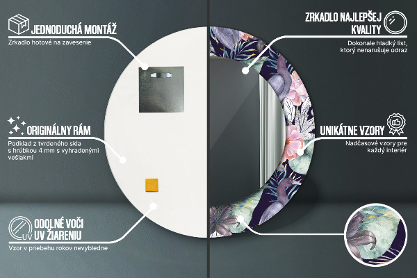 Round decorative mirror Caps birds