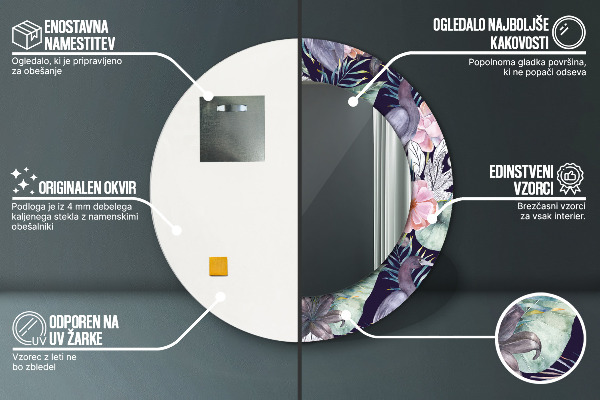 Round decorative mirror Caps birds