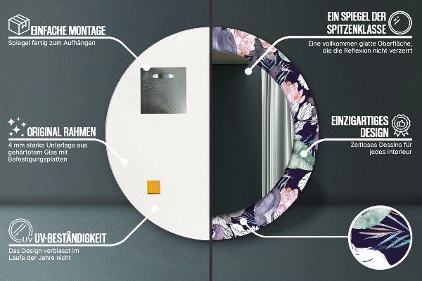 Round decorative mirror Caps birds