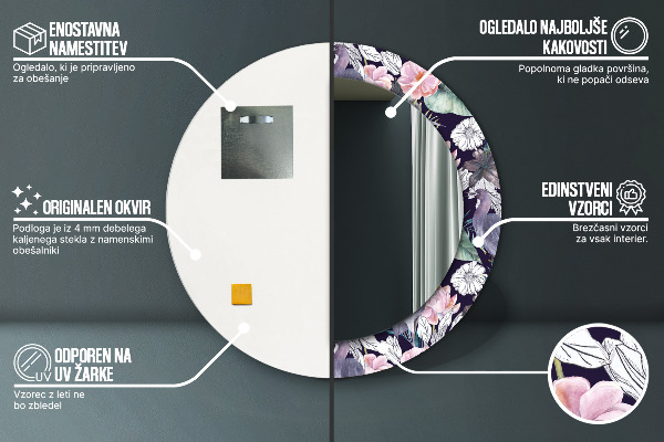 Round decorative mirror Caps birds