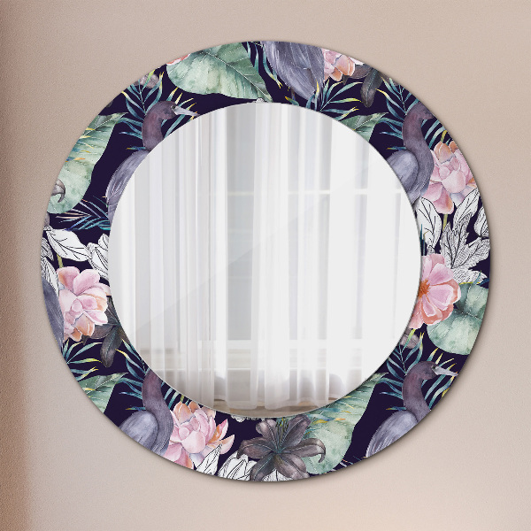 Round decorative mirror Caps birds